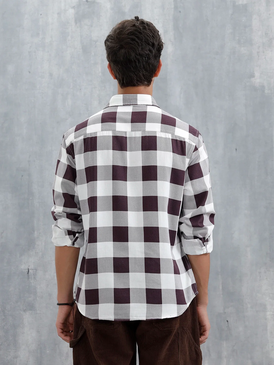 Men Checkered Pattern Comfort Fit Shirt | Brown - Image 3