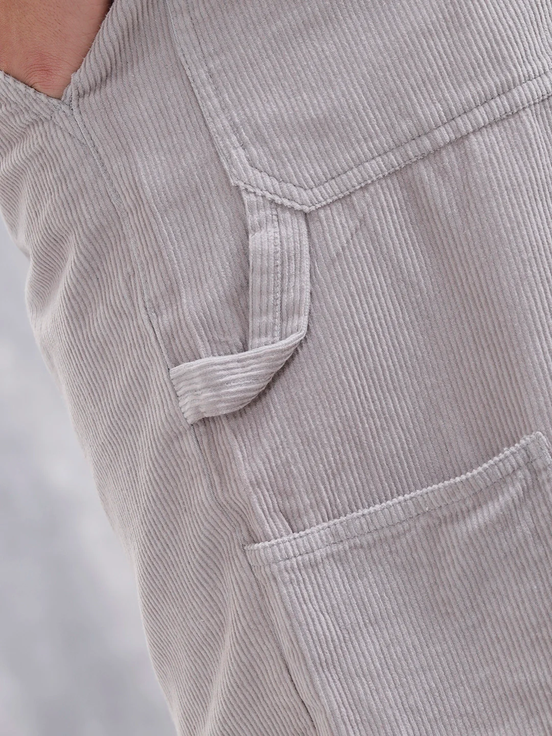 Men Loose Fit Corduroy Trousers | Grey - Image 5