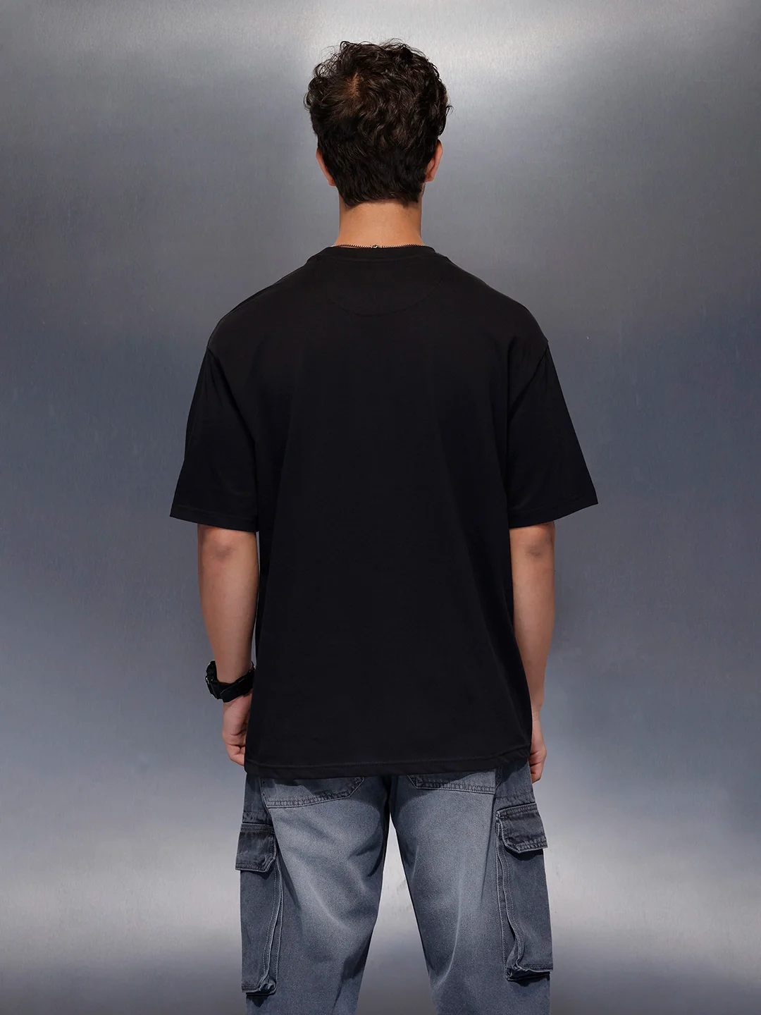 Men’s Beige Bold Logo T-Shirt | Black - Image 3