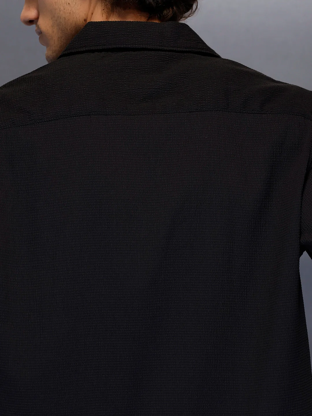 Men’s black casual camp collar shirt | Black - Image 5