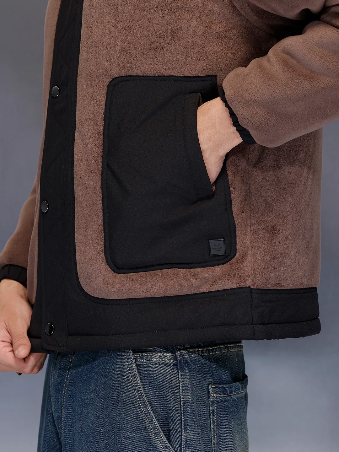 Men’s brown and black paneled jacket | Brown - Image 4