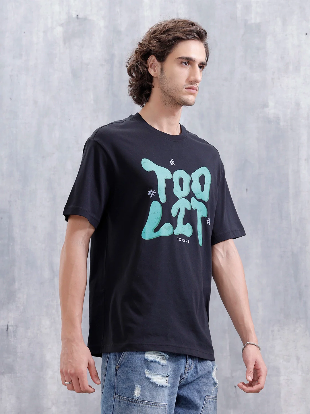 Men’s Casual Oversized Fit Graphic T-Shirt | Black - Image 4