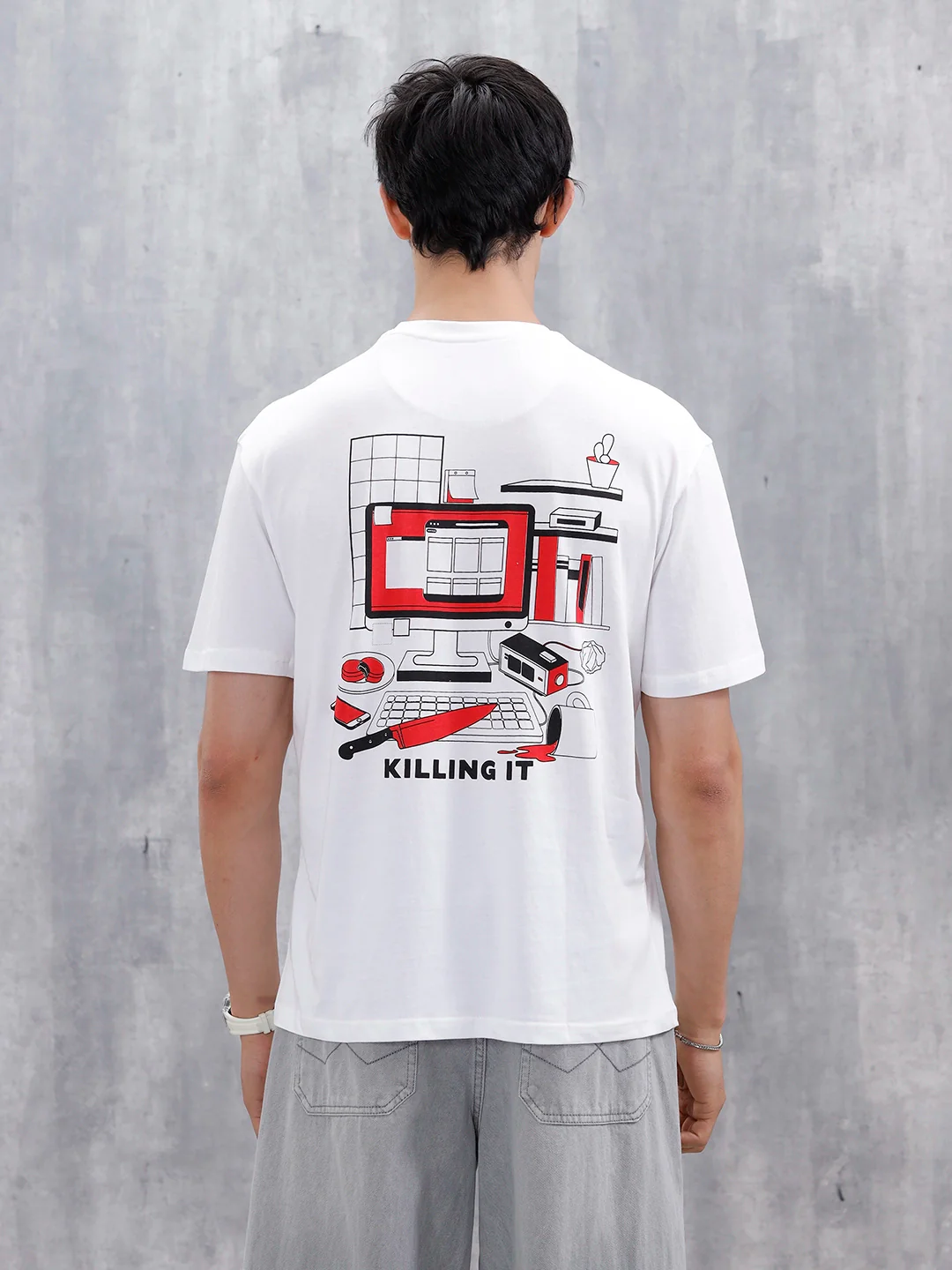 Men’s Casual Oversized Fit Graphic T-Shirt | Brown - Image 3