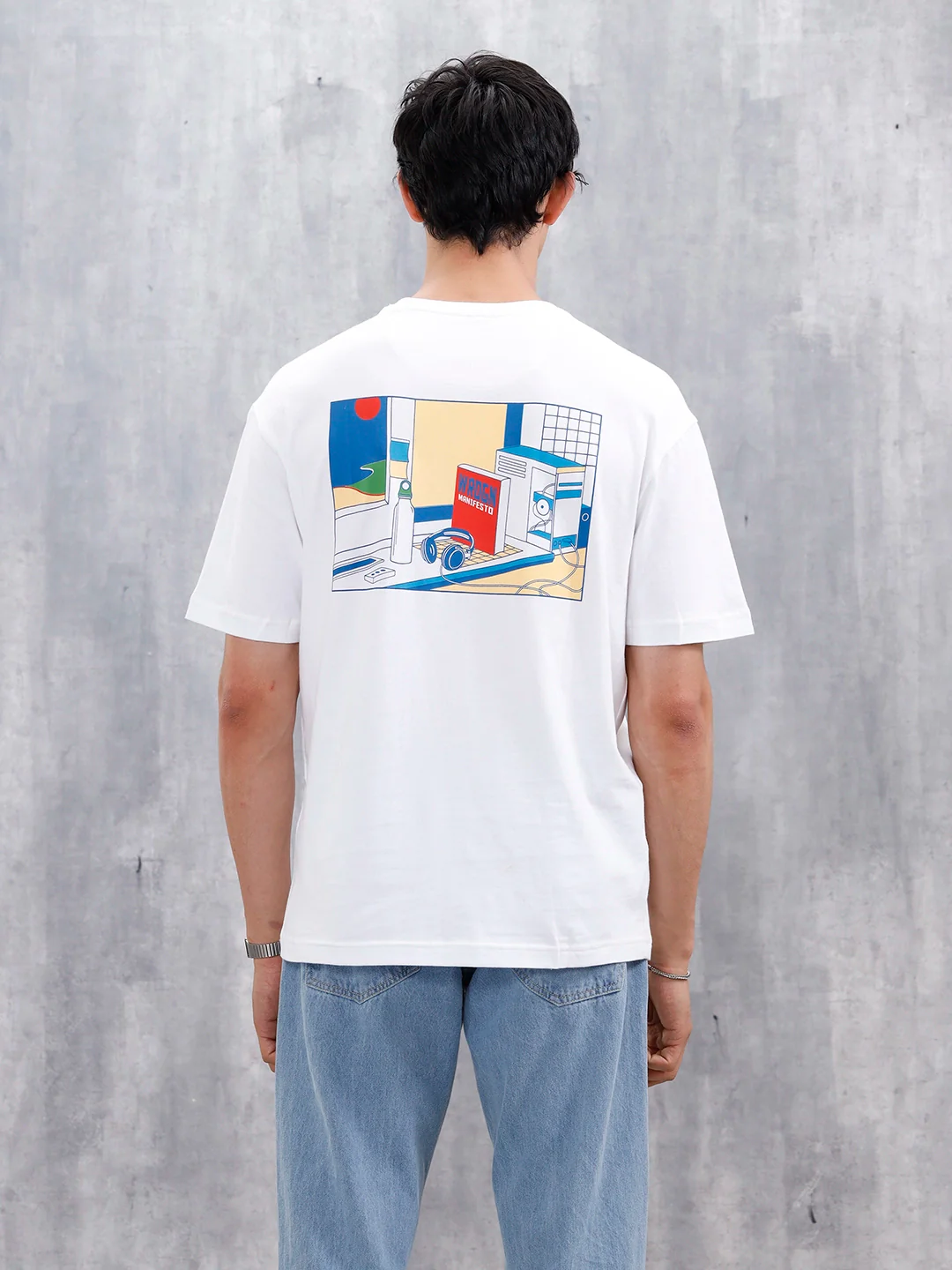 Men’s Casual Oversized Fit Graphic T-Shirt | White - Image 3