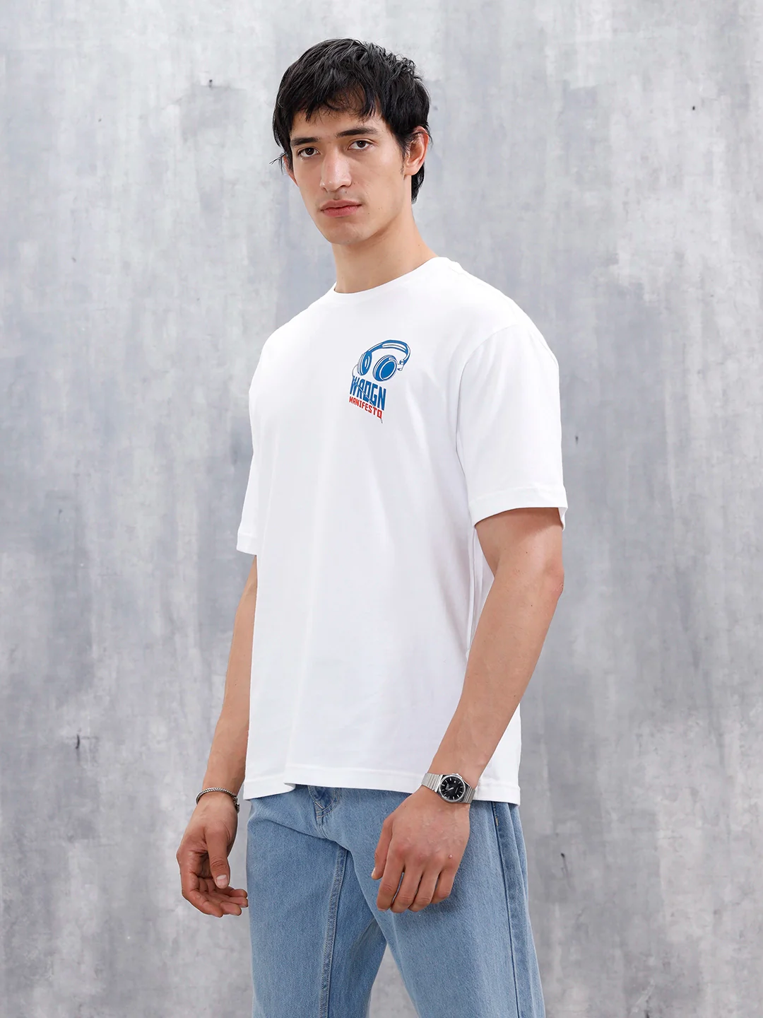 Men’s Casual Oversized Fit Graphic T-Shirt | White - Image 4