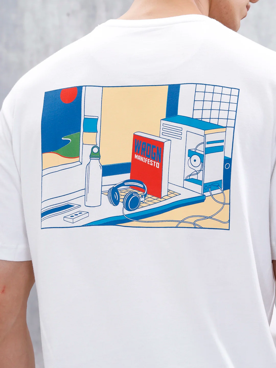 Men’s Casual Oversized Fit Graphic T-Shirt | White - Image 5