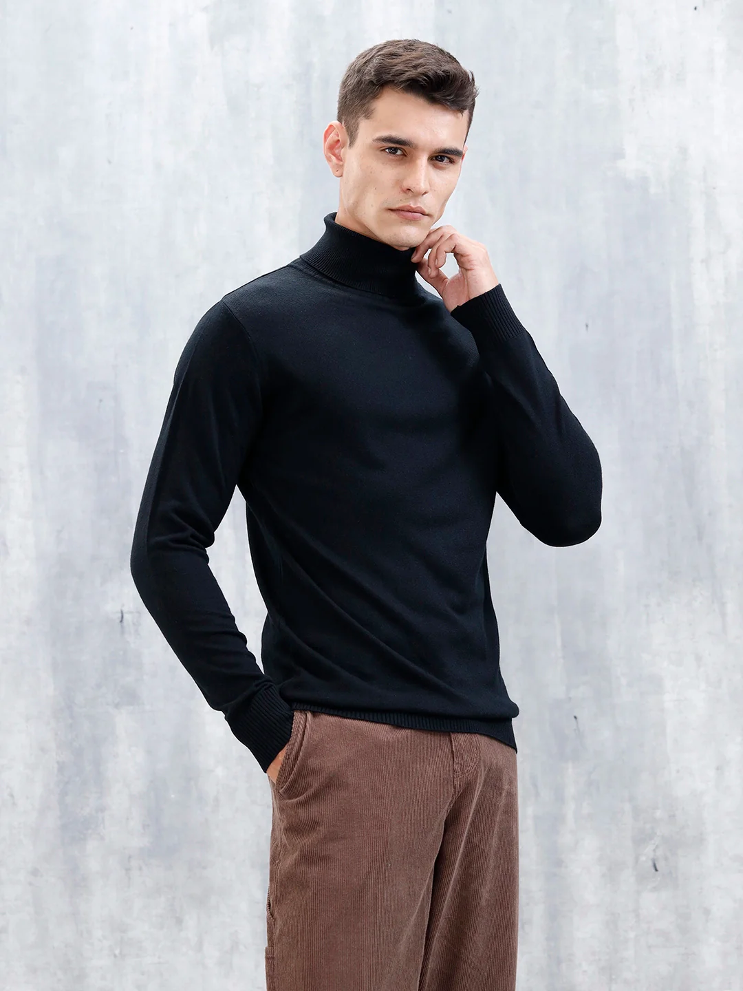 Men’s Casual Turtle Neck Sweater | Black - Image 4