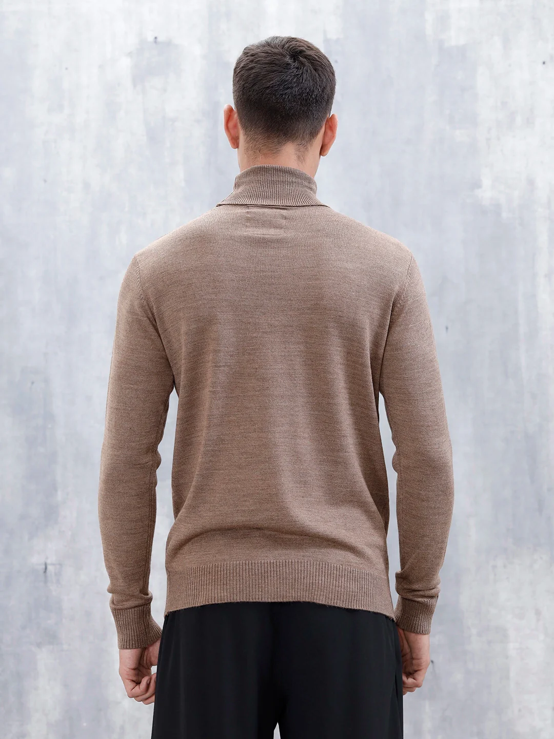 Men’s Casual Turtle Neck Sweater | Brown - Image 3