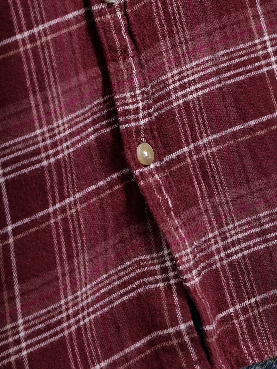 Men’s Double Pocket Checkered Pattern Shirt | Maroon - Image 5