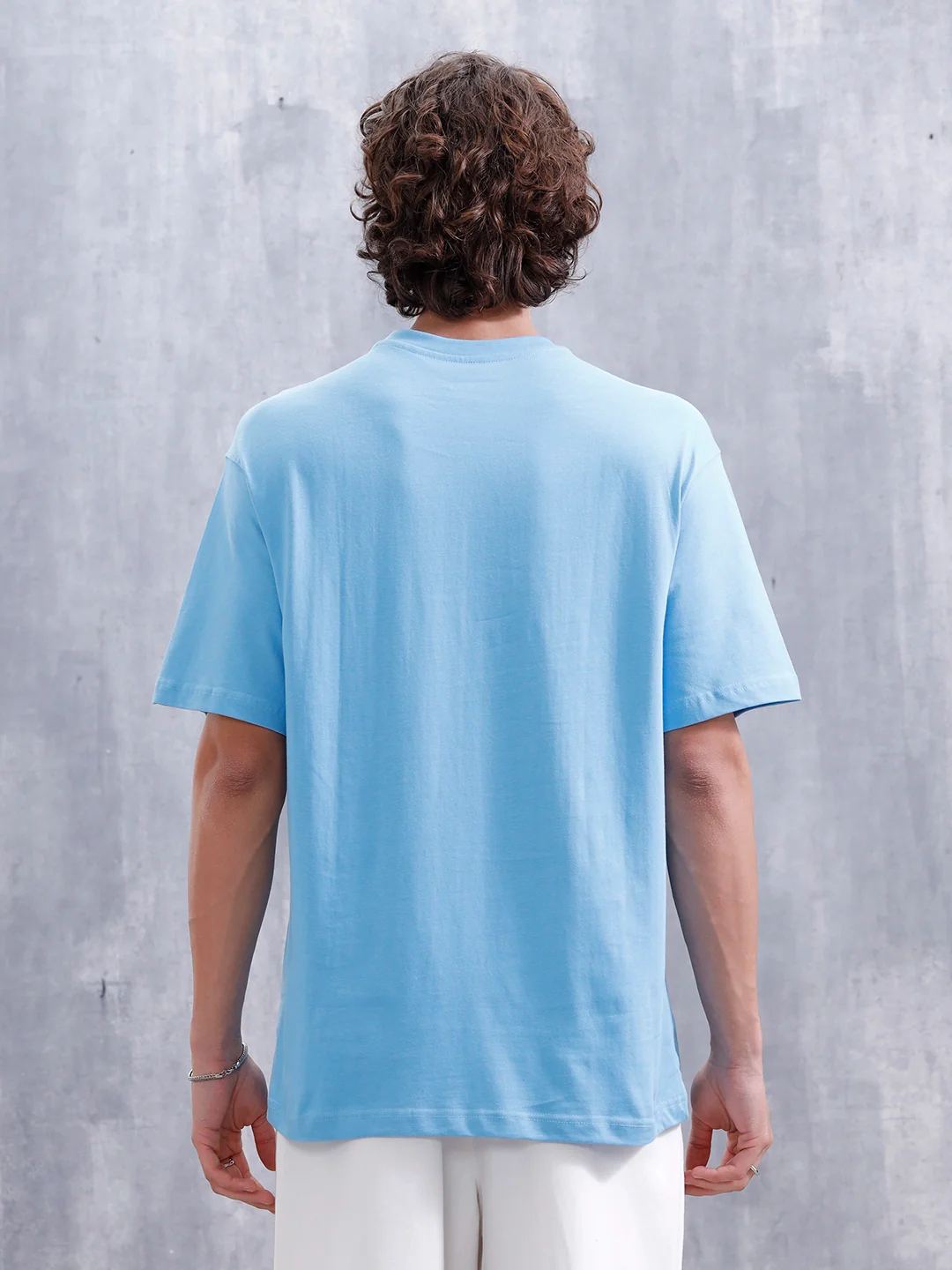 Men’s Embroidered Oversized Casual Tee | Blue - Image 3