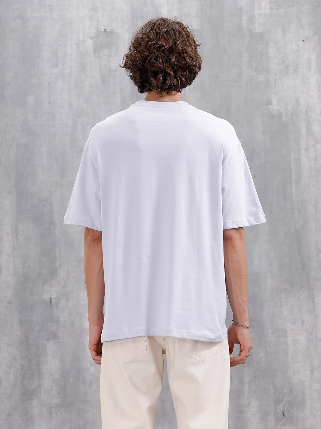 Men’s Embroidered Oversized Casual Tee | Light Purple - Image 3