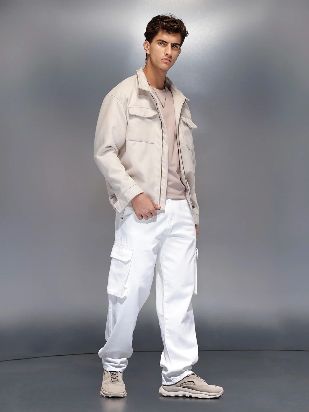 Men’s functional pocket loose fit cargo | White - Image 2
