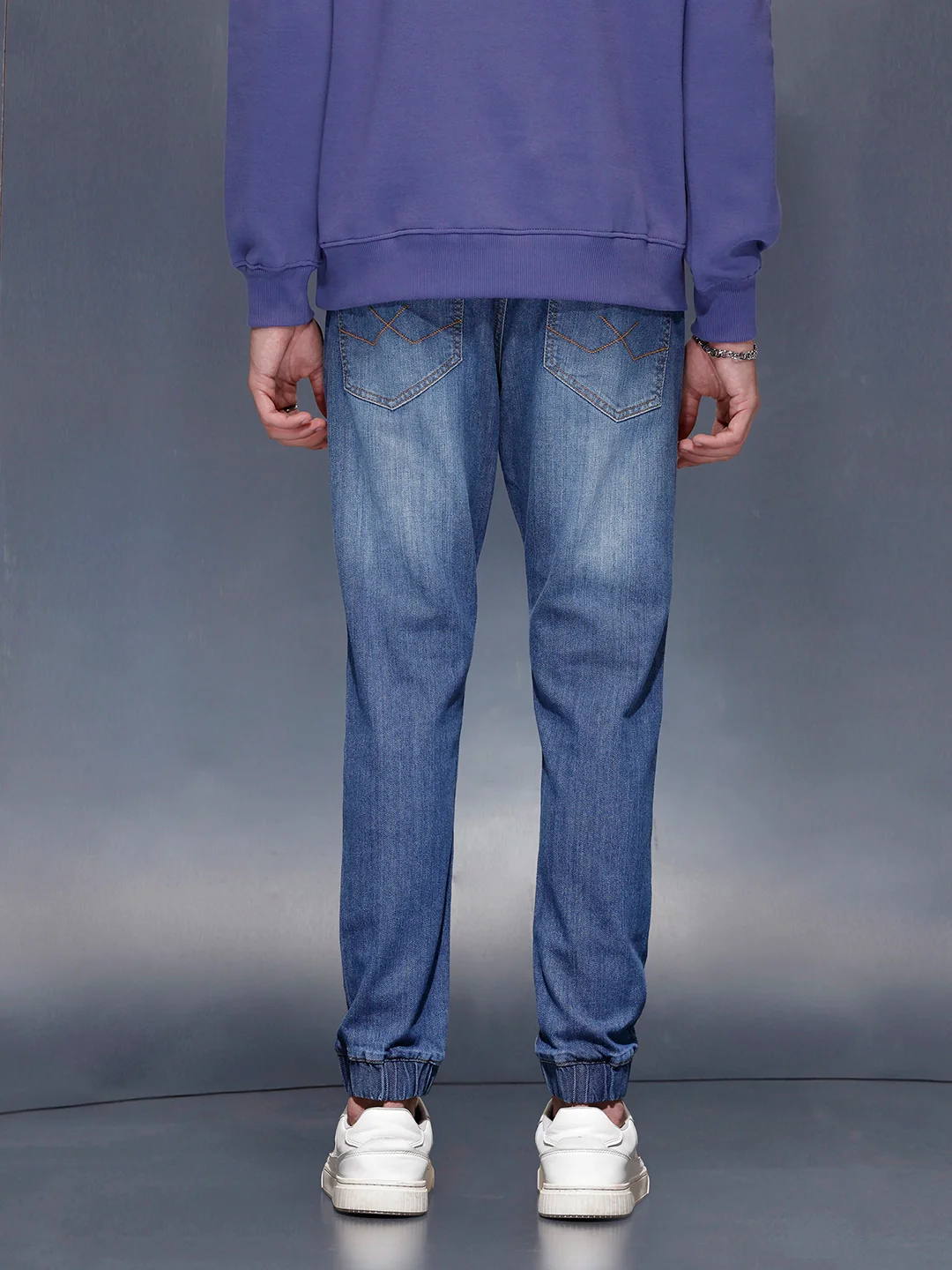 Men’s light washed jogger fit jeans | Med Stone - Image 3
