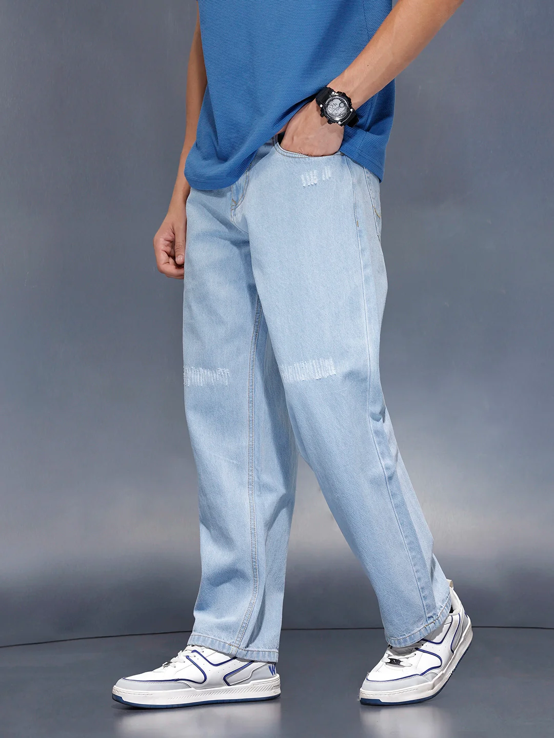 Men’s loose fit light washed jeans | Super Stone - Image 4
