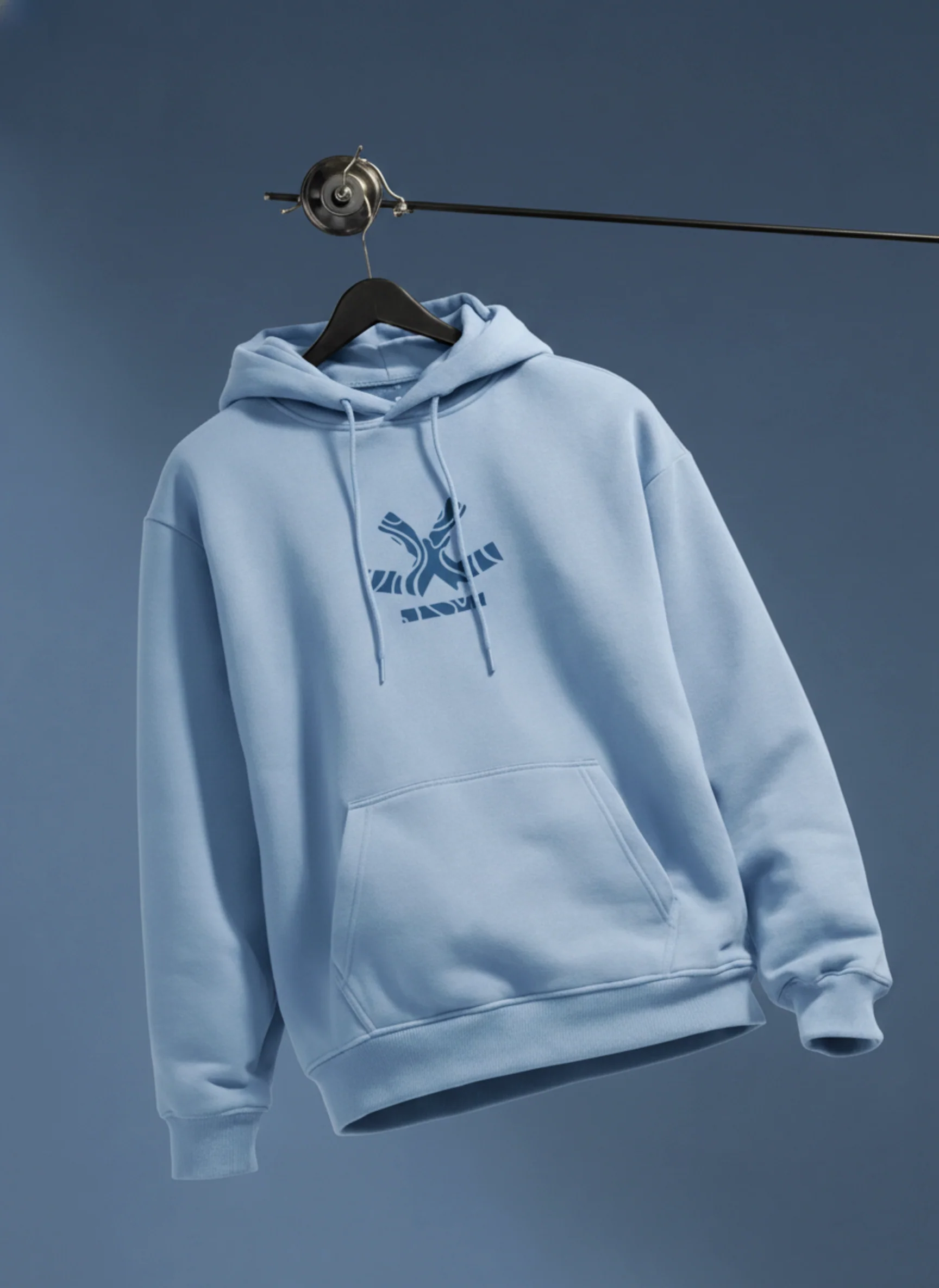 Men’s minimal powder blue hooded sweatshirt | Powder Blue - Image 2