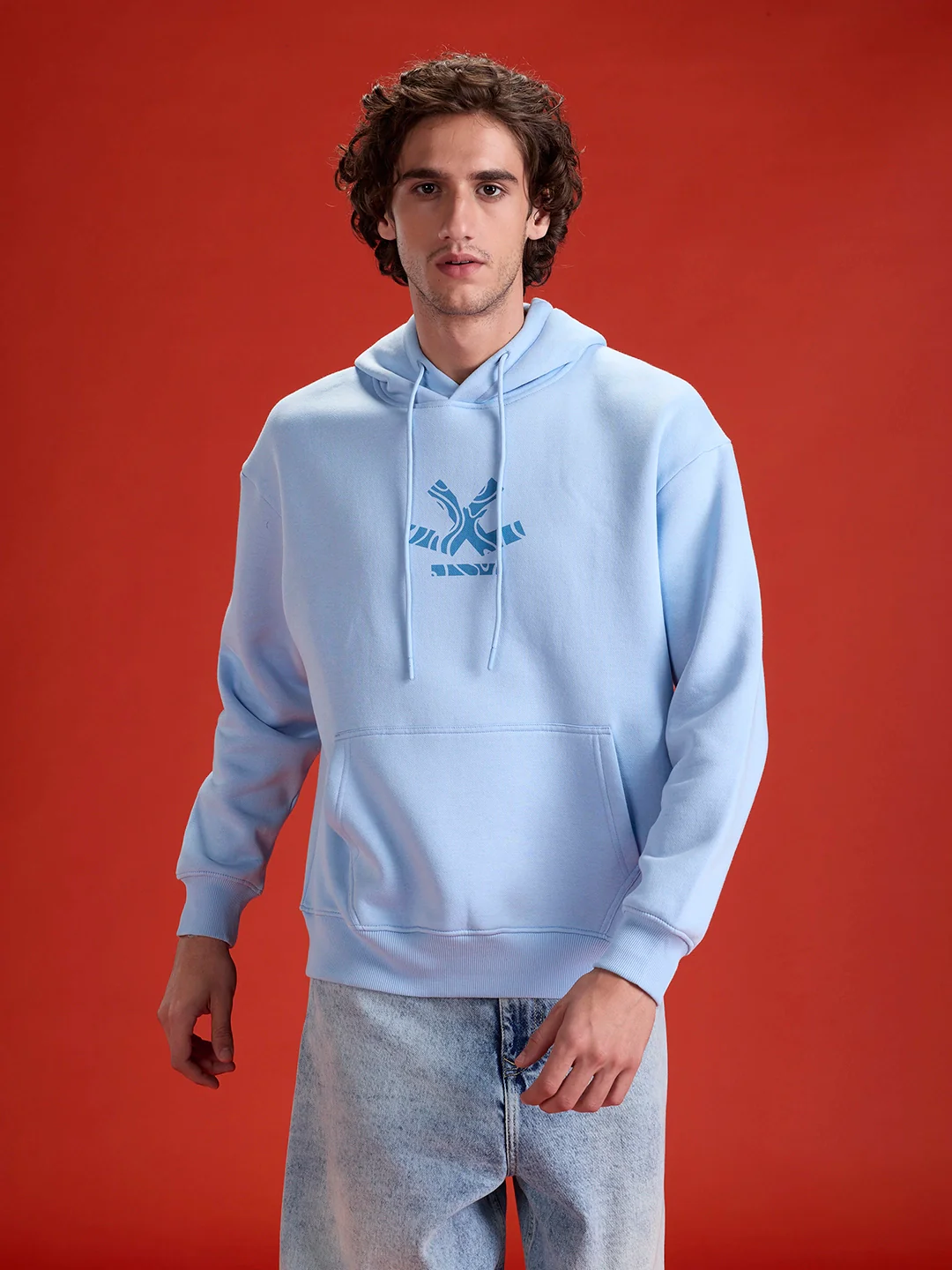 Men’s minimal powder blue hooded sweatshirt | Powder Blue - Image 7
