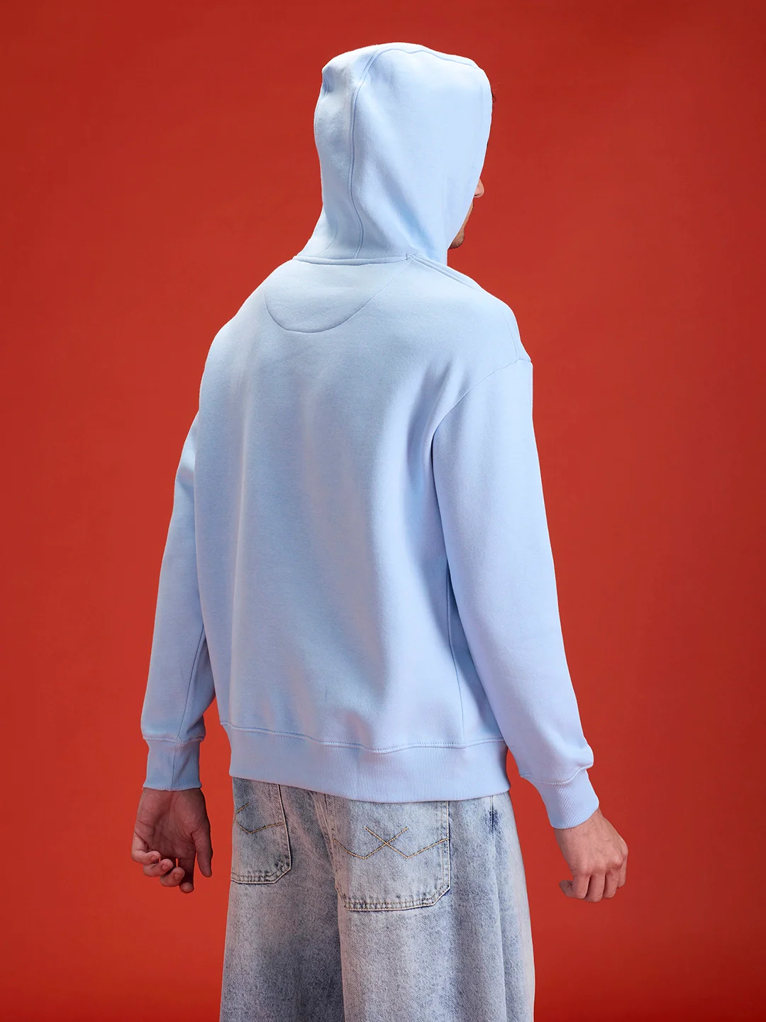 Men’s minimal powder blue hooded sweatshirt | Powder Blue - Image 8