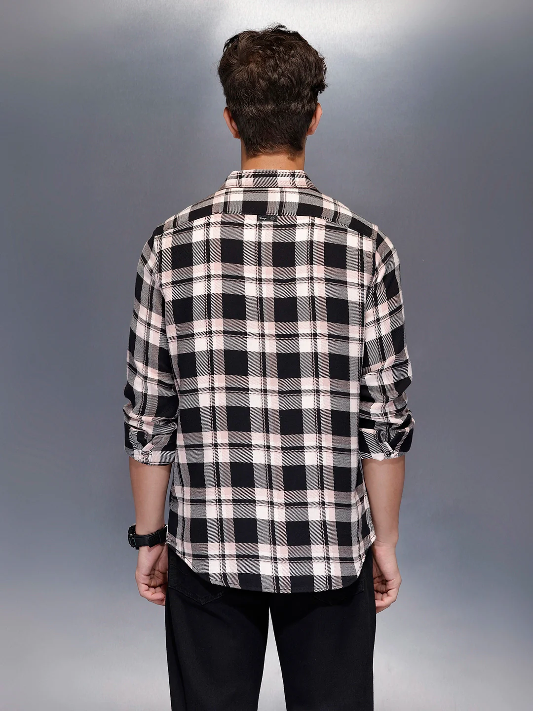 Men’s modern bold check casual shirt | Brown - Image 3
