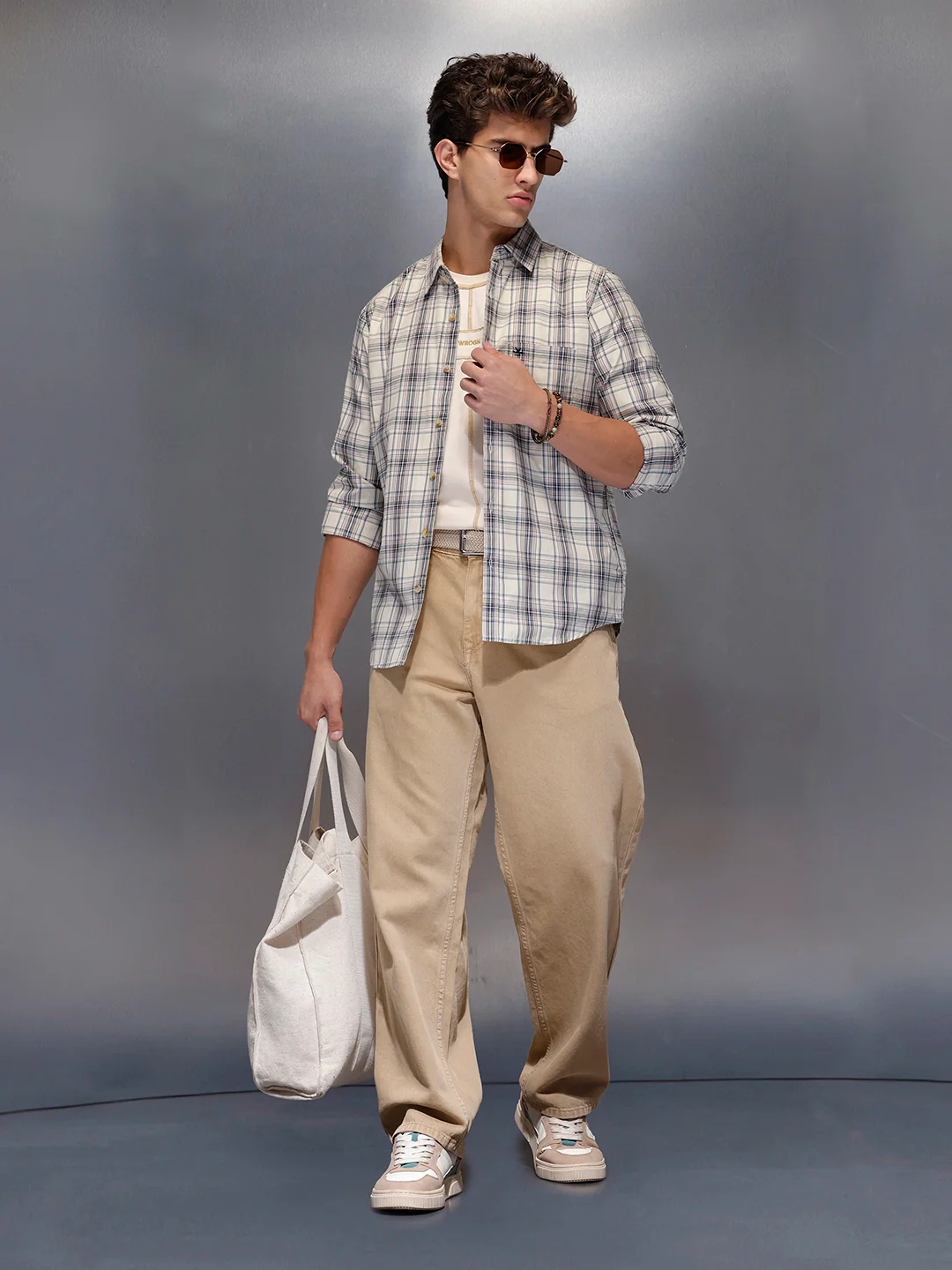 Men’s Neutral Plaid Everyday Shirt | Off White - Image 2