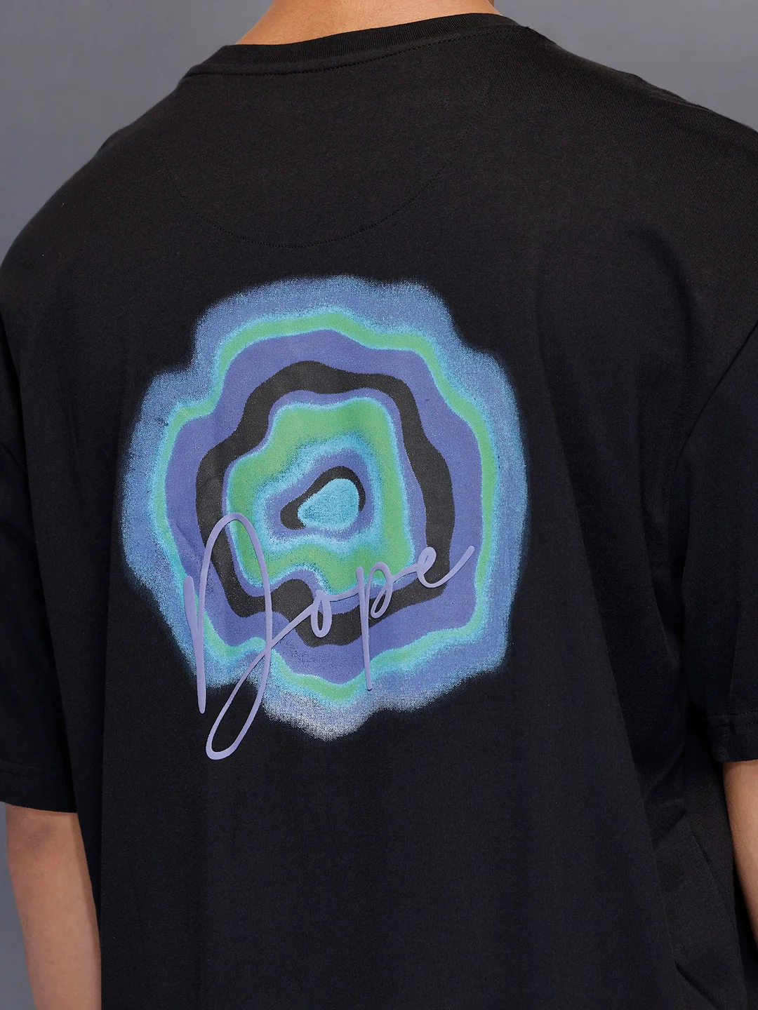 Men’s oversized black t-shirt with minimal chest print | Black - Image 5