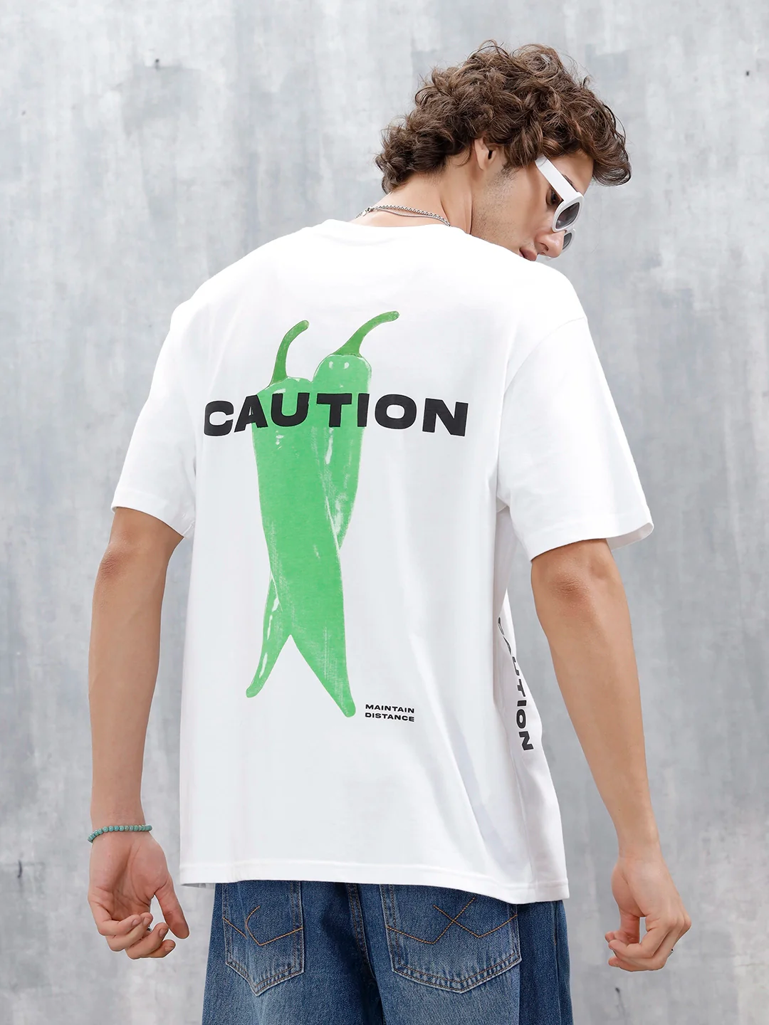 Men’s Oversized Graphic Printed Tee | White - Image 2