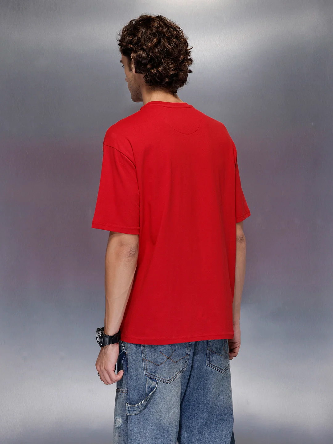 Men’s pop graphic red cotton T-shirt | Red - Image 3