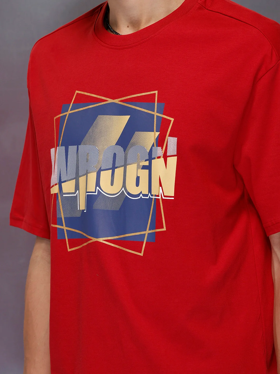 Men’s pop graphic red cotton T-shirt | Red - Image 5