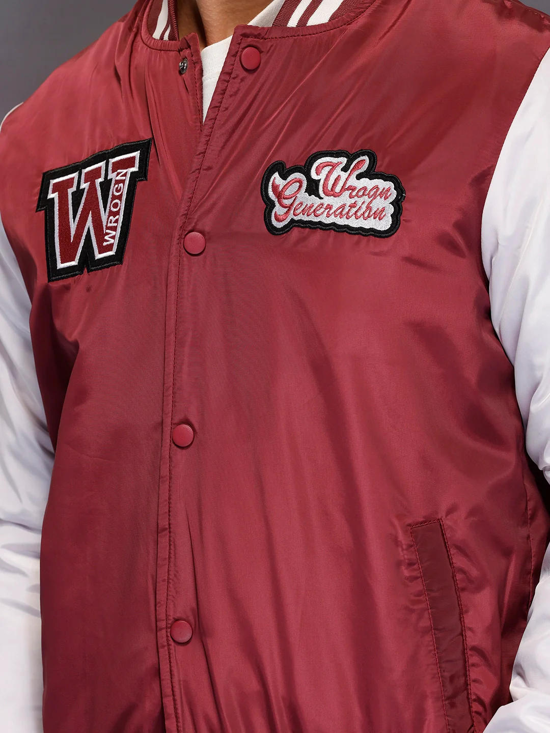 Men’s Red & White Varsity Jacket | Maroon - Image 5