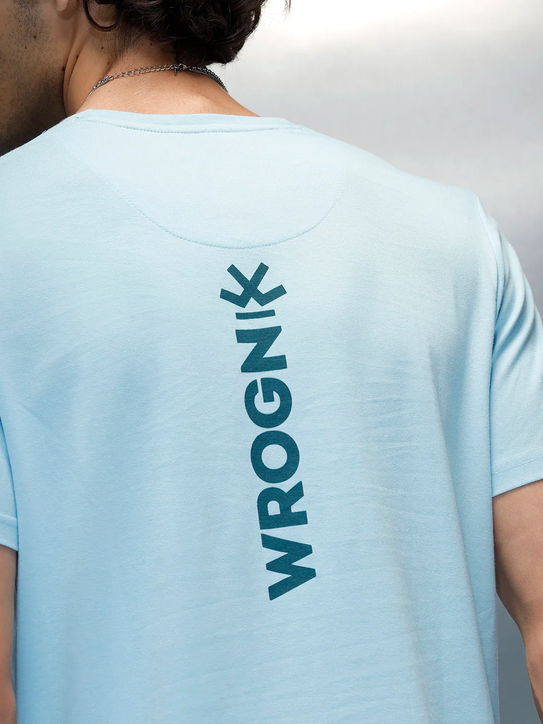 Men’s Regular Fit Graphic T-Shirt by Wrogn | Light Blue - Image 5