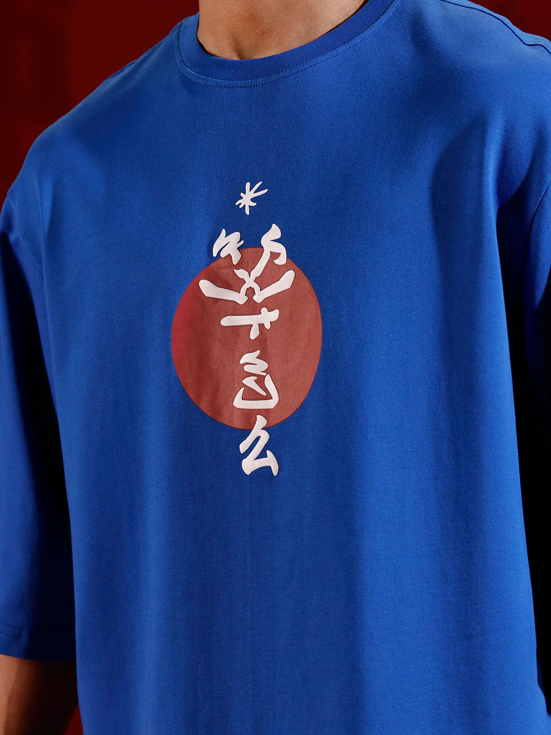 Men’s samurai mask graphic oversized T-shirt | Blue - Image 6
