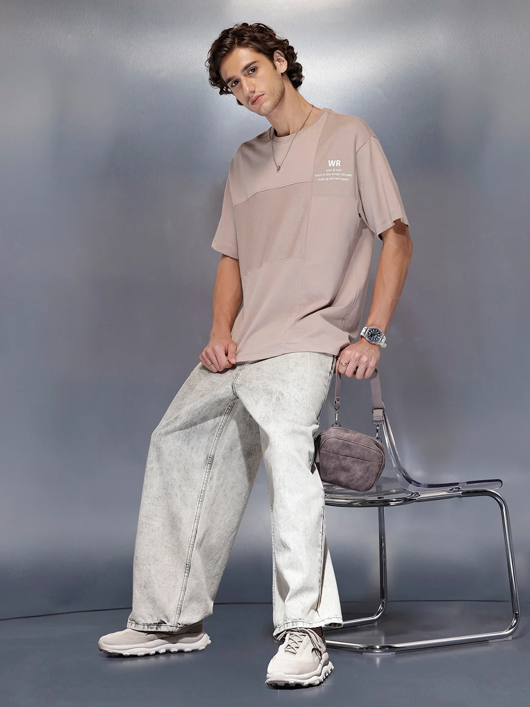 Men’s Soft Panelled Street Tee | Brown - Image 2