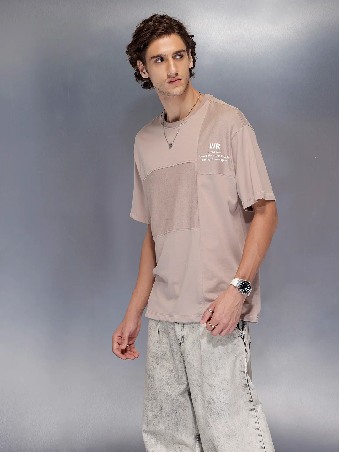 Men’s Soft Panelled Street Tee | Brown - Image 4