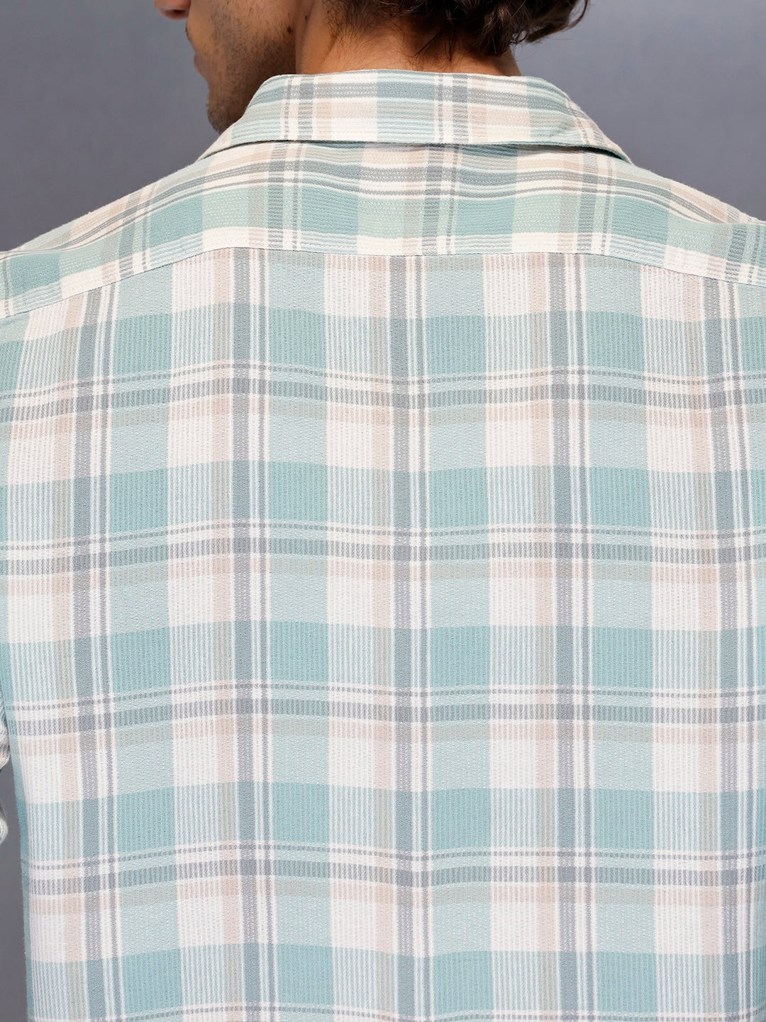 Men’s soft tone plaid casual shirt | Green - Image 5