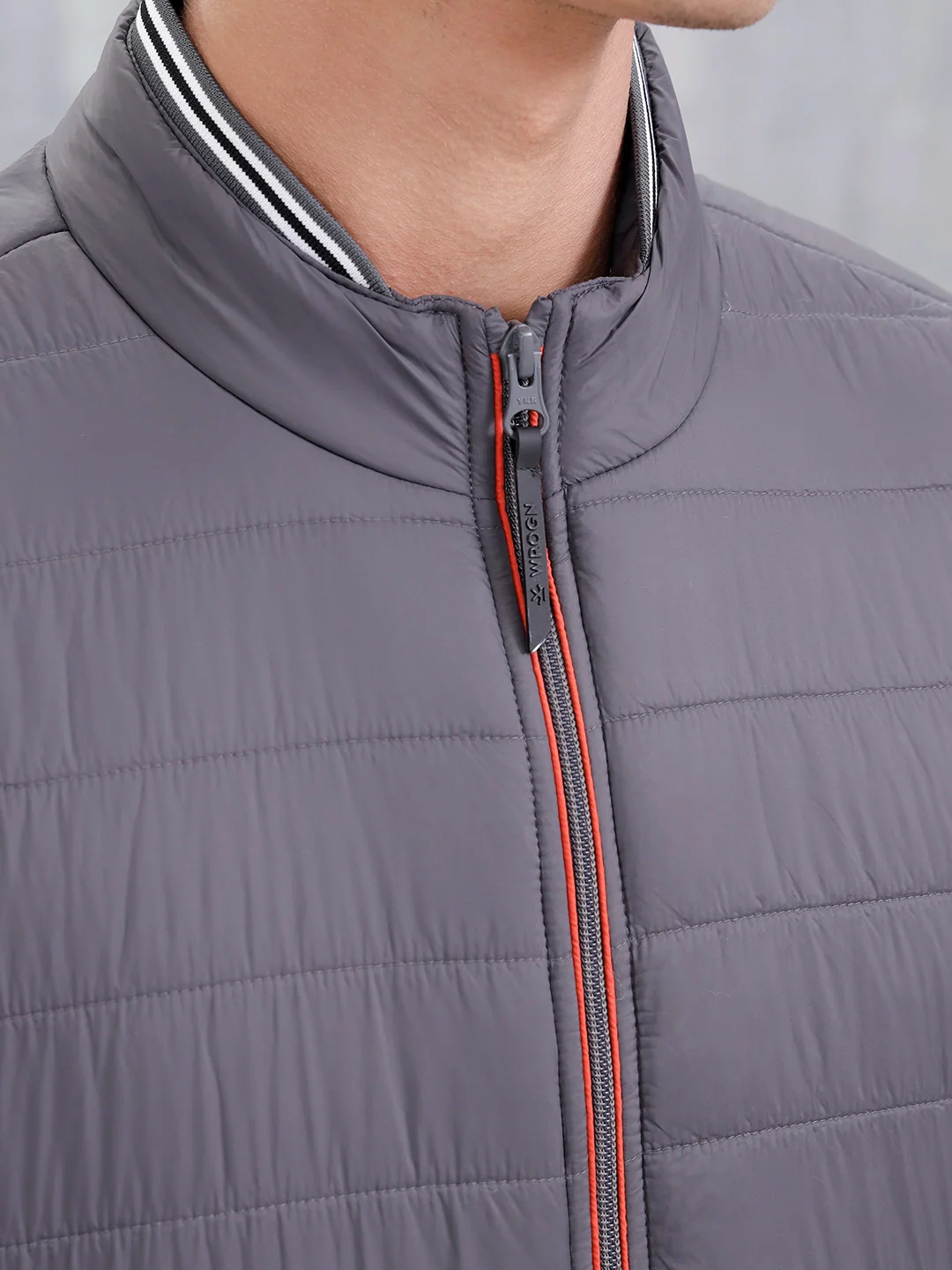 Men's Solid Casual Puffer Jacket | Grey - Image 5