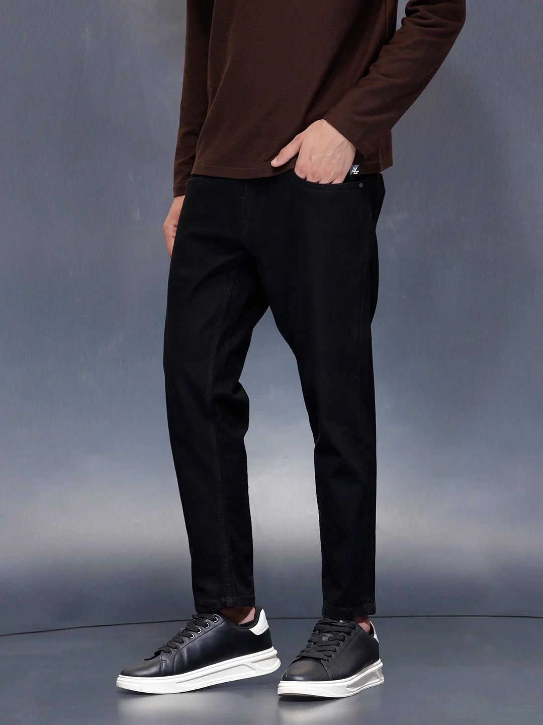 Men’s solid skinny-fit black jeans | Black - Image 4