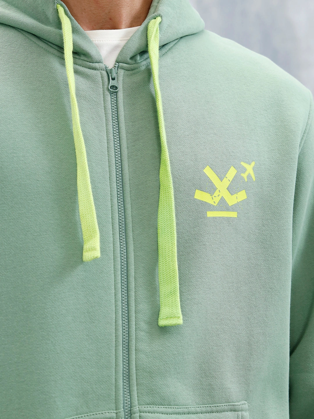 Men’S Solid Zip-Up Hoodie Sweatshirt | Green - Image 5