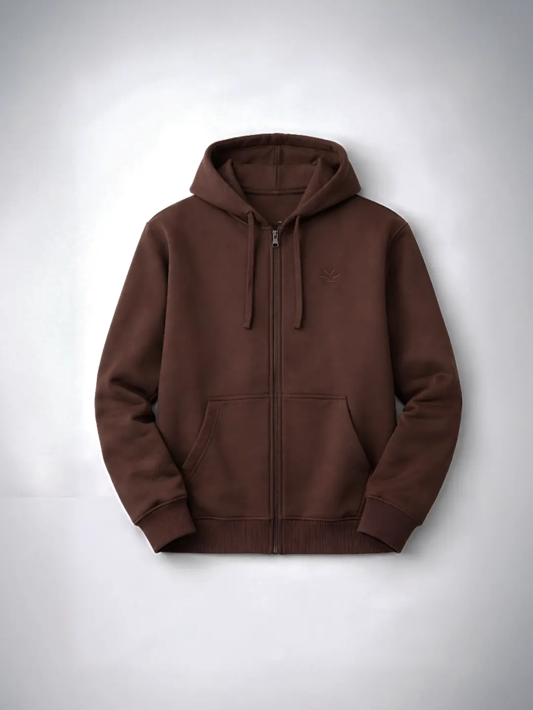 Men's Solid Zip-Up Hoodie Sweatshirt | Java - Image 2