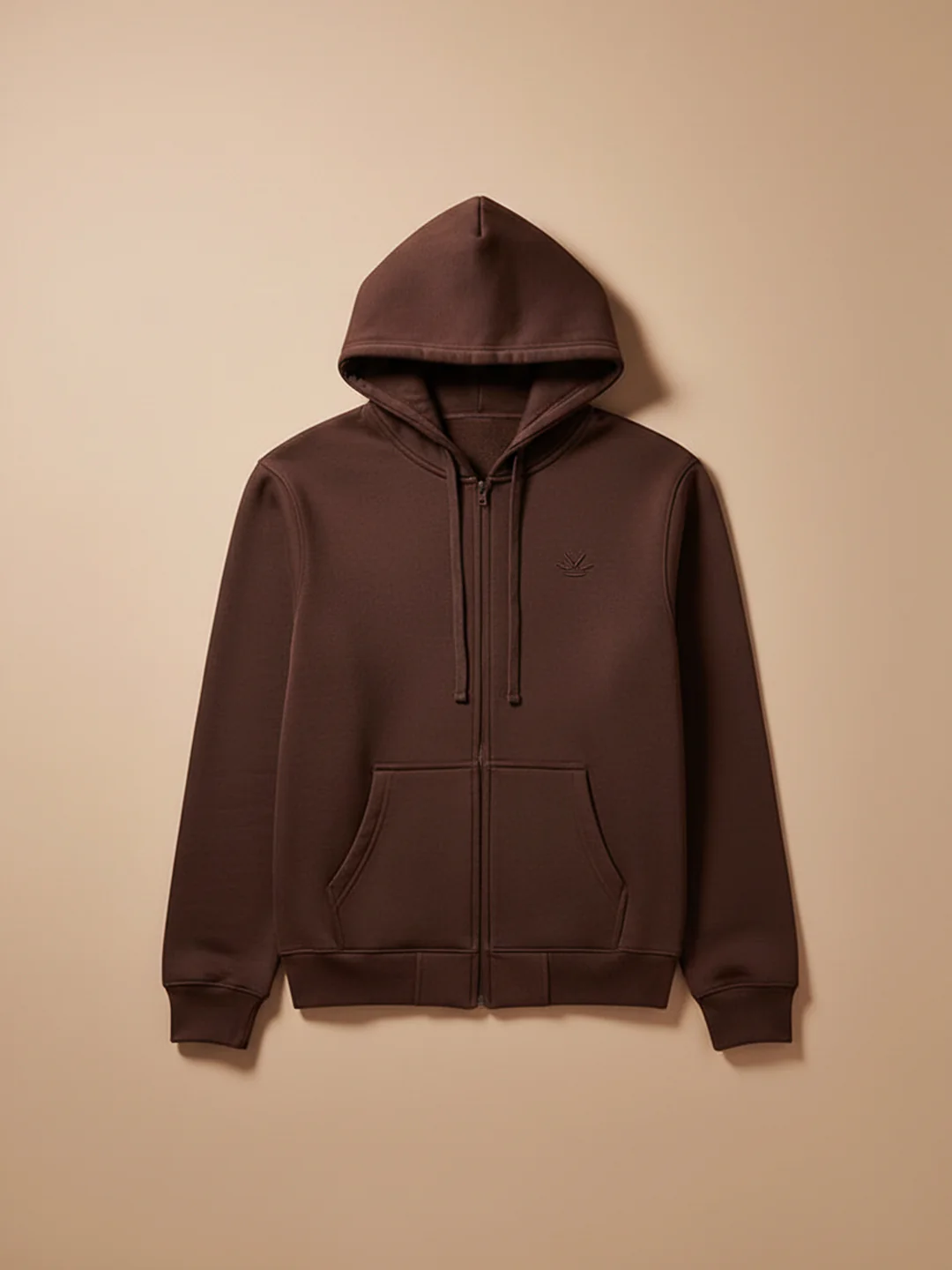 Men's Solid Zip-Up Hoodie Sweatshirt | Java - Image 5