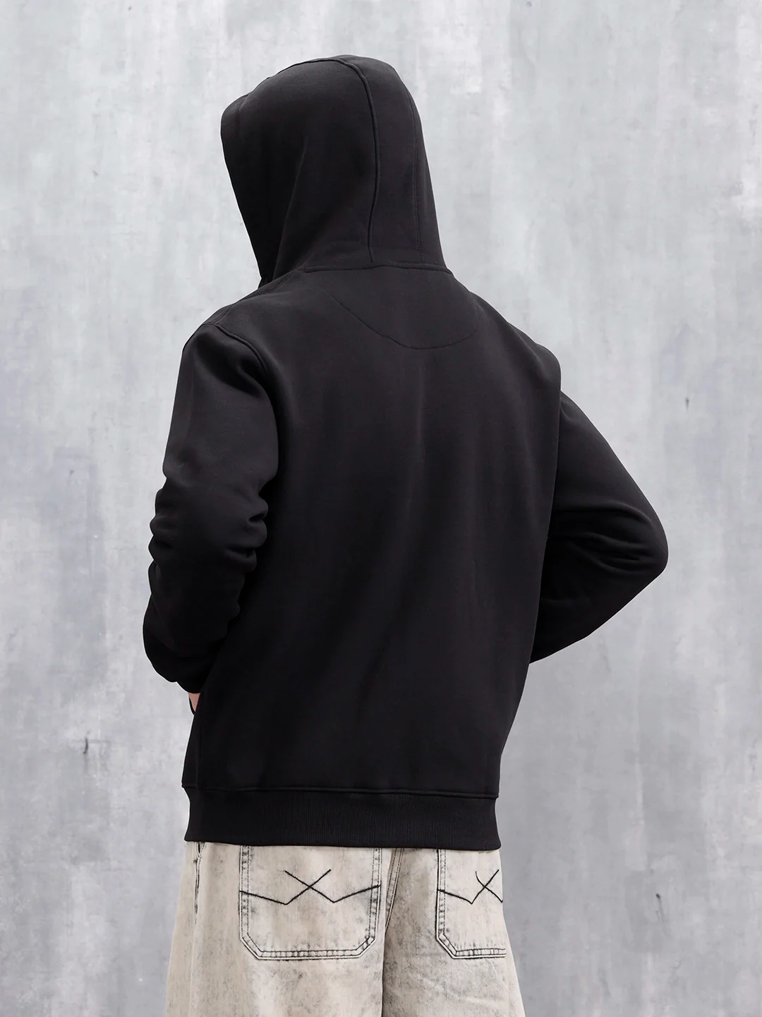 Men's Solid Zip-Up Hoodie Sweatshirt  | Black - Image 11