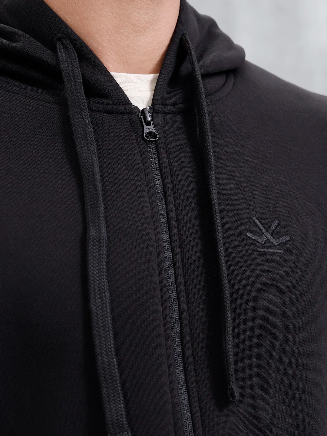 Men's Solid Zip-Up Hoodie Sweatshirt  | Black - Image 13