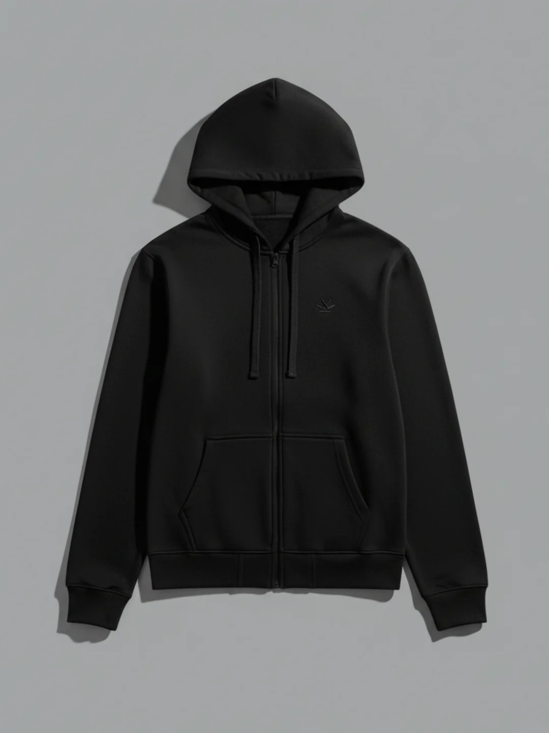 Men's Solid Zip-Up Hoodie Sweatshirt  | Black - Image 5