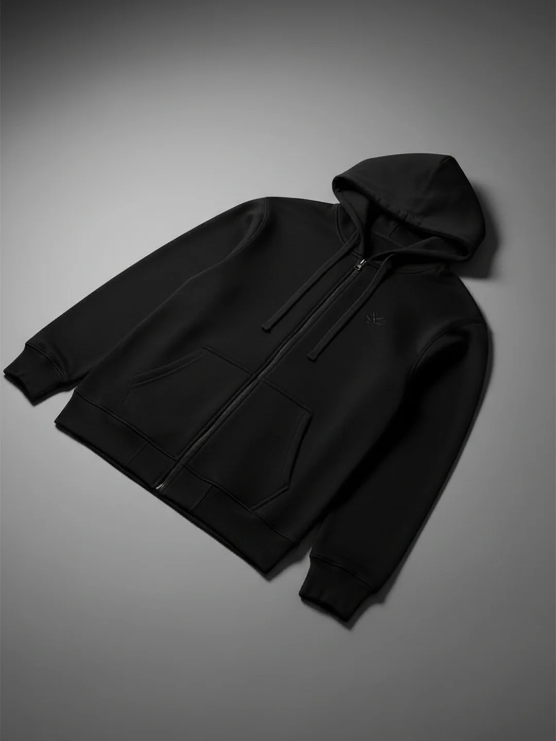 Men's Solid Zip-Up Hoodie Sweatshirt  | Black - Image 7