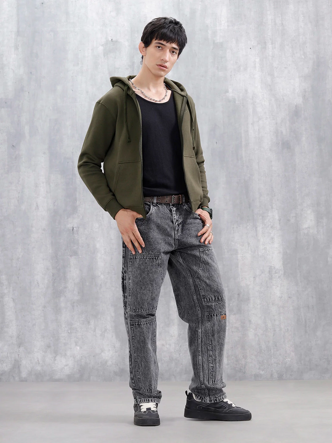 Men’s Solid Zip-Up Hoodie Sweatshirt | Olive - Image 11