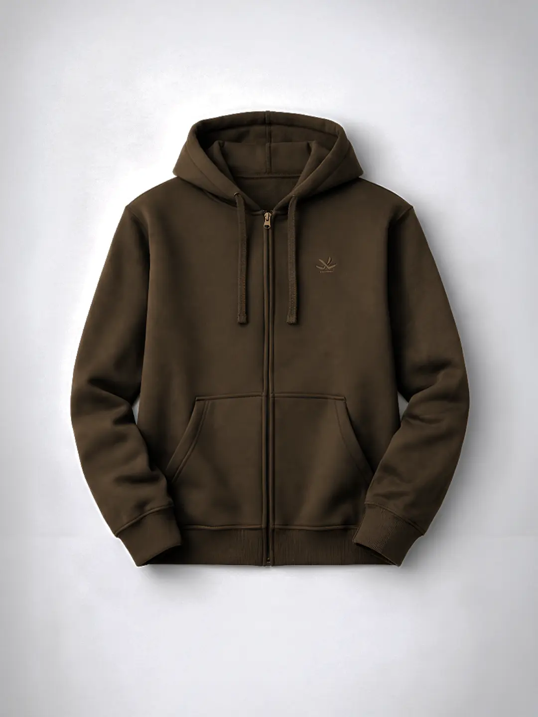 Men’s Solid Zip-Up Hoodie Sweatshirt | Olive - Image 2