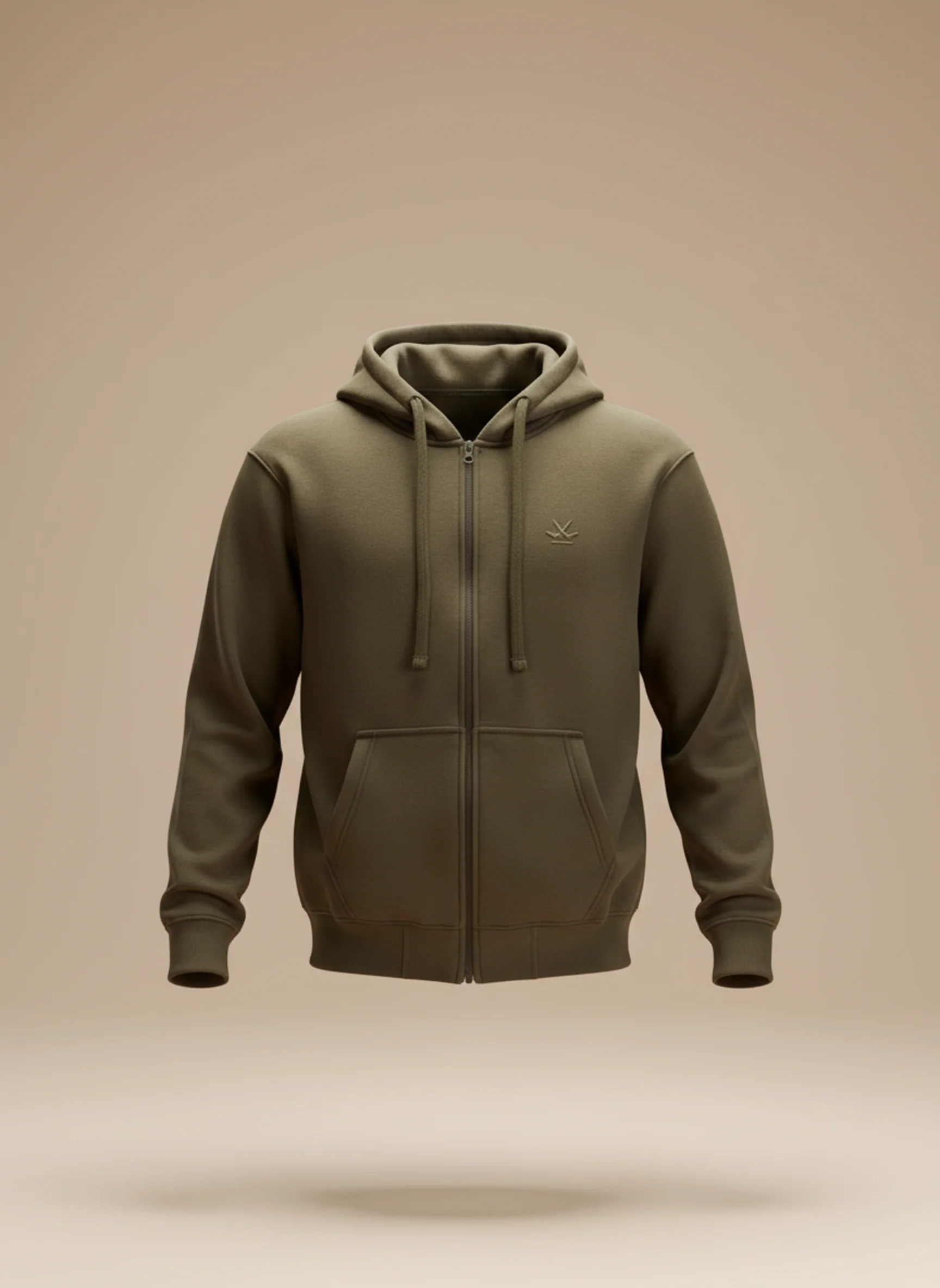Men’s Solid Zip-Up Hoodie Sweatshirt | Olive - Image 4