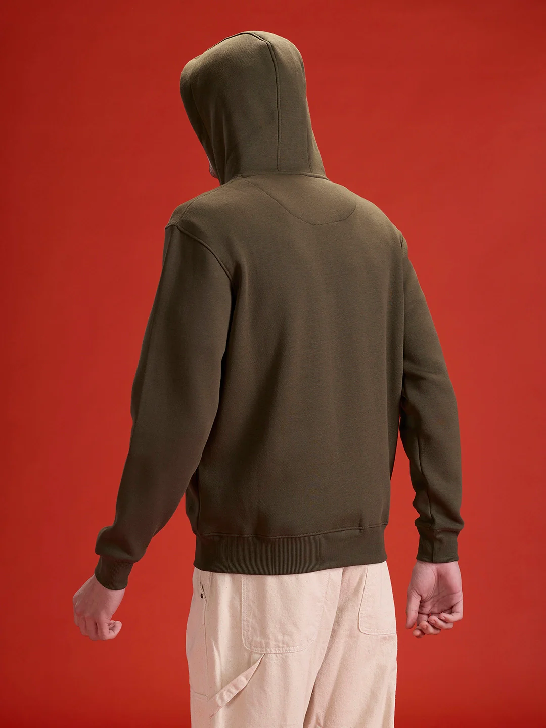 Men’s Solid Zip-Up Hoodie Sweatshirt | Olive - Image 9