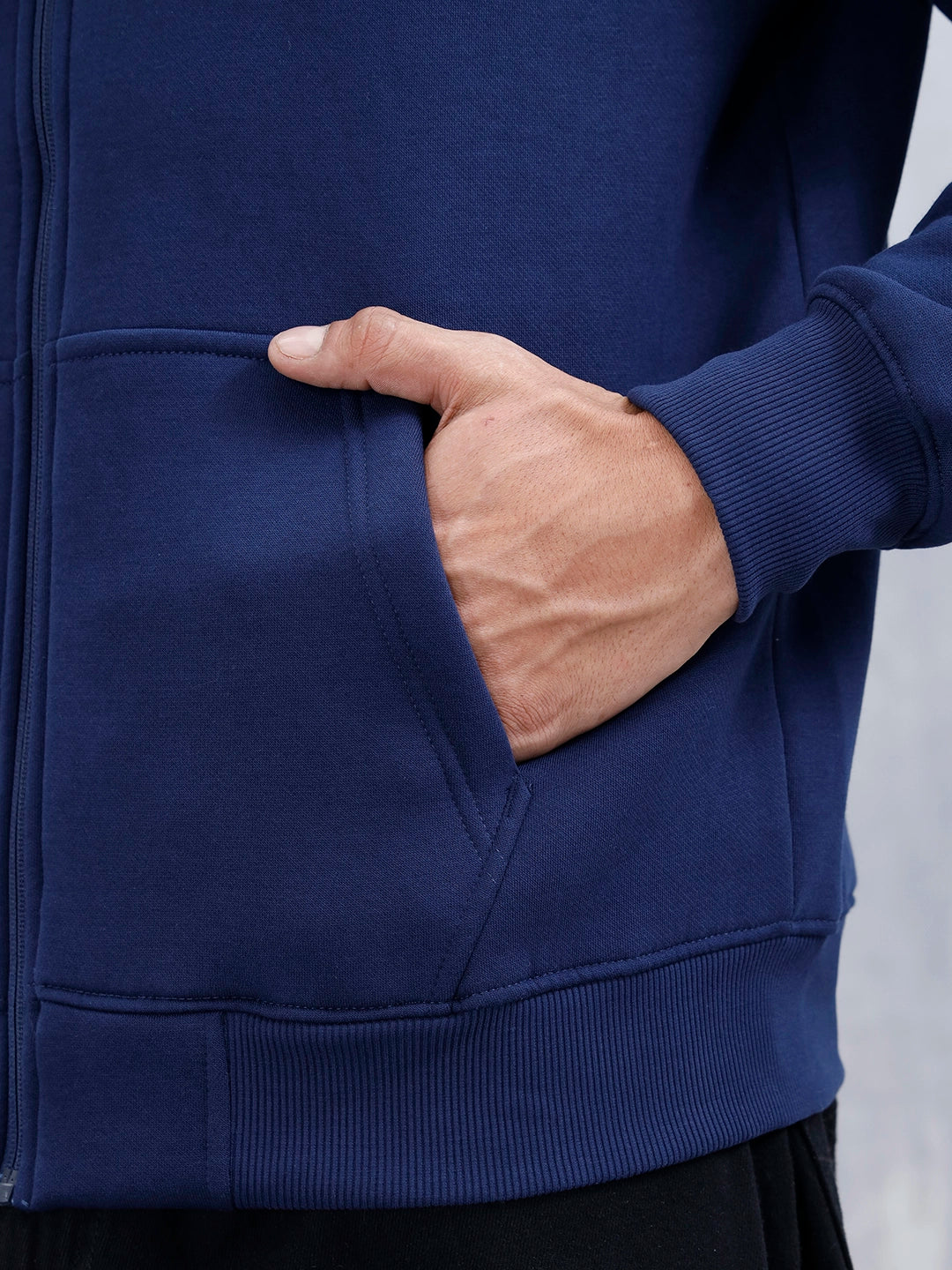 Men’s Solid Zip-Up Hoodie Sweatshirt | Blue - Image 13