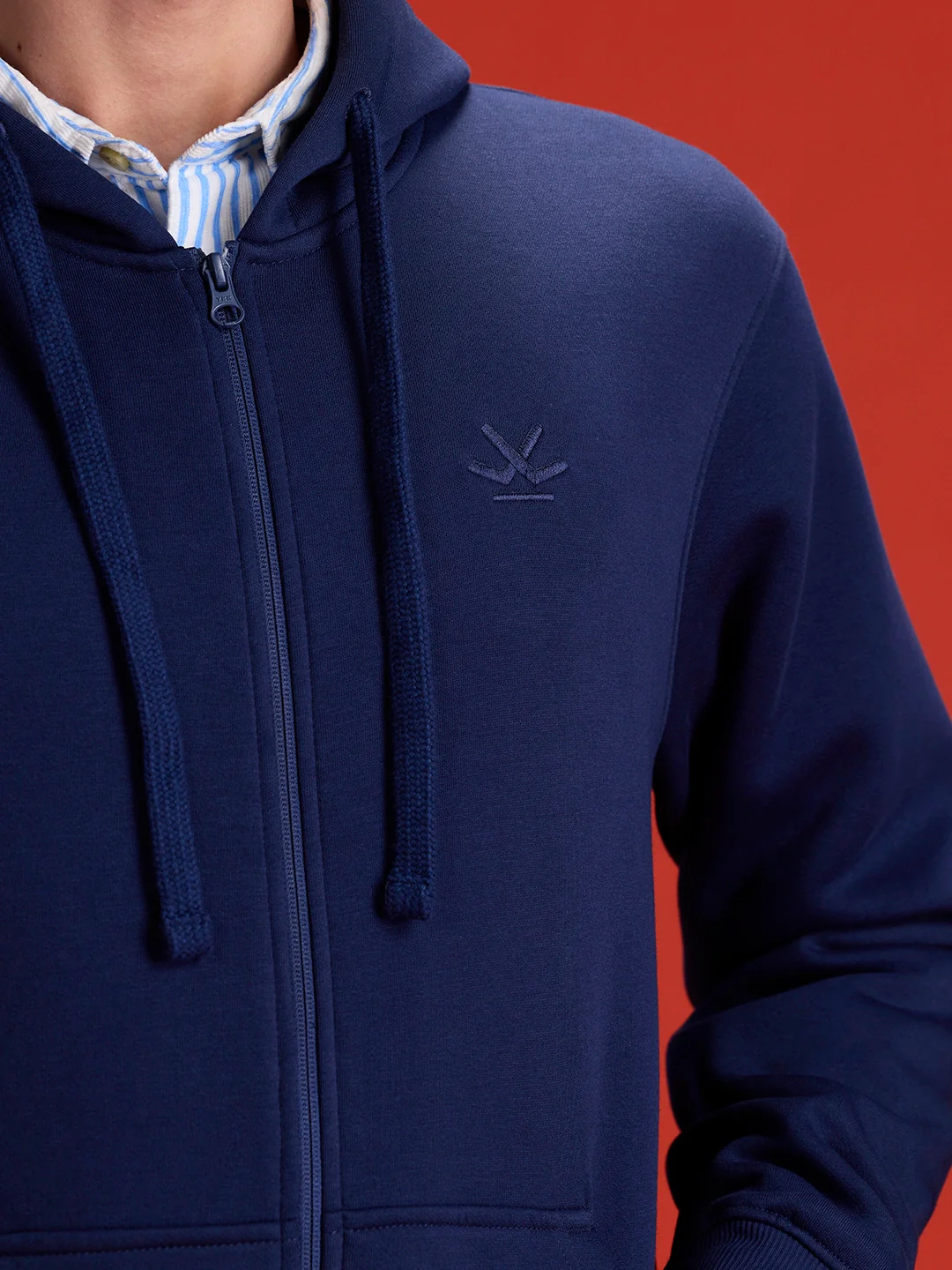 Men’s Solid Zip-Up Hoodie Sweatshirt | Blue - Image 14