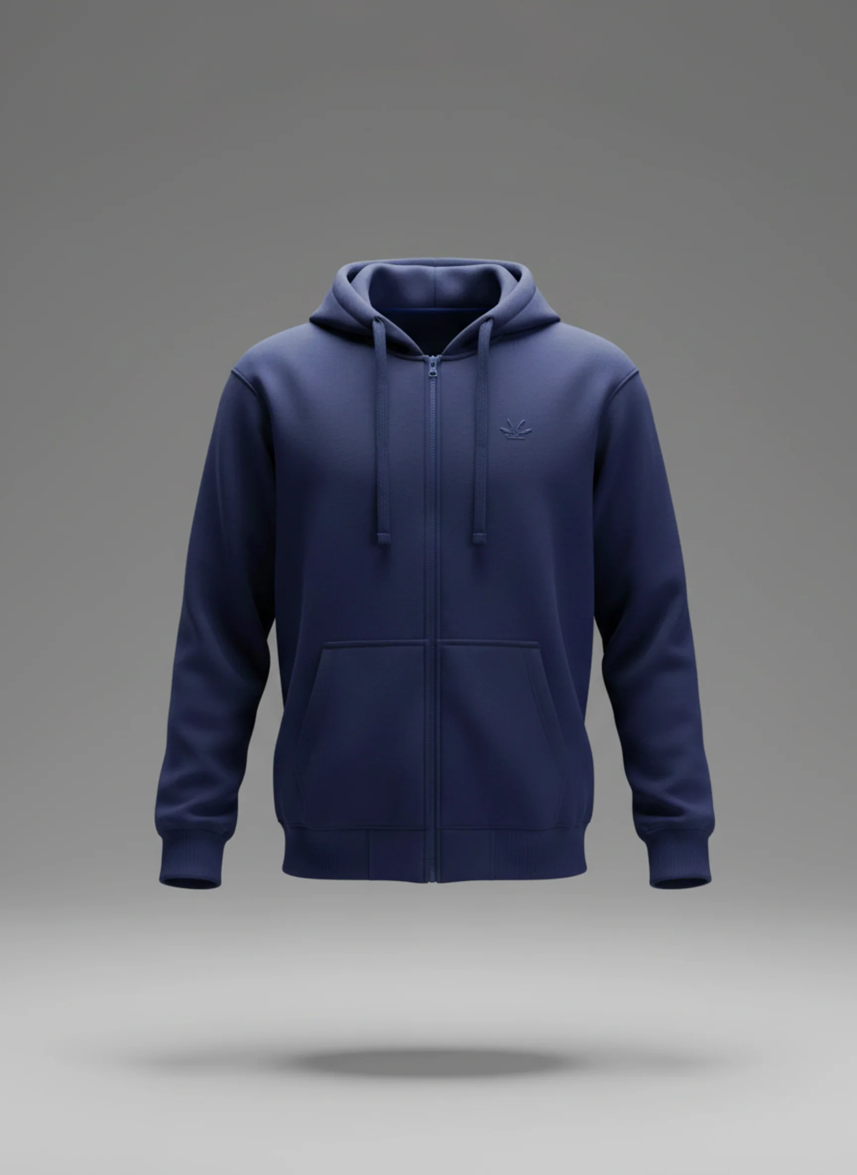 Men’s Solid Zip-Up Hoodie Sweatshirt | Blue - Image 4
