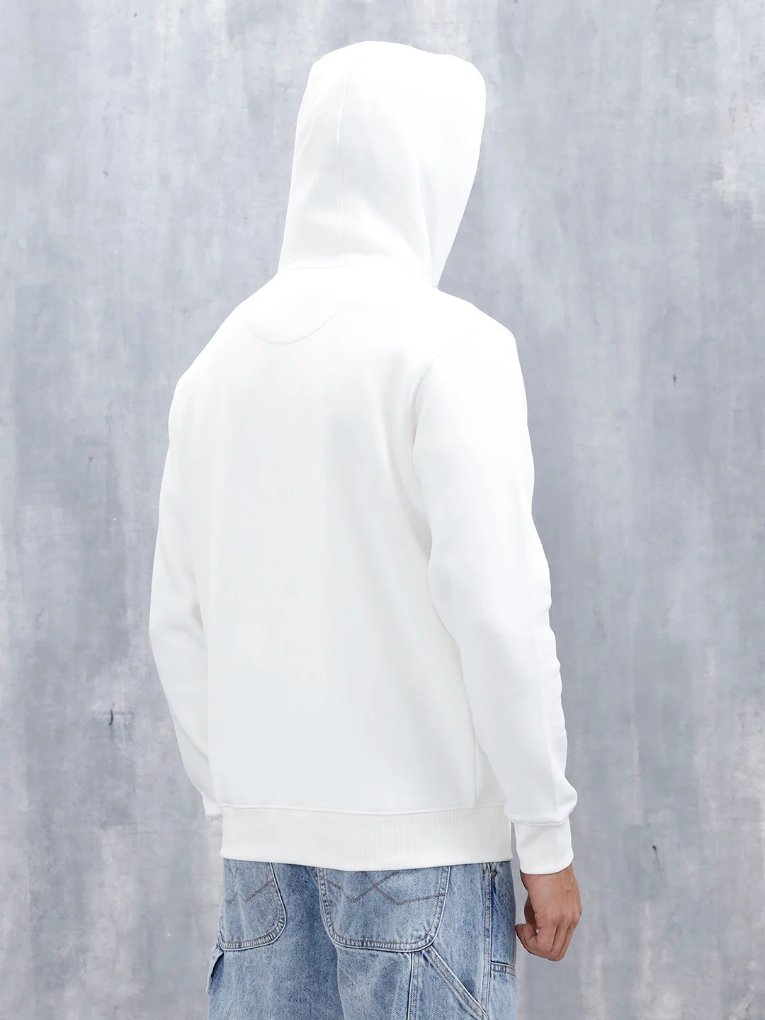 Men’s Solid Zip-Up Hoodie Sweatshirt | Snow White - Image 10